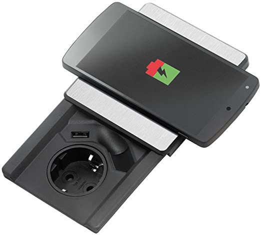 EVOline Square 80 Schuko S USB + QI + RJ45 Datový Kabel, Bílý